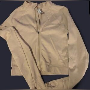 Tan cropped zip up jacket
